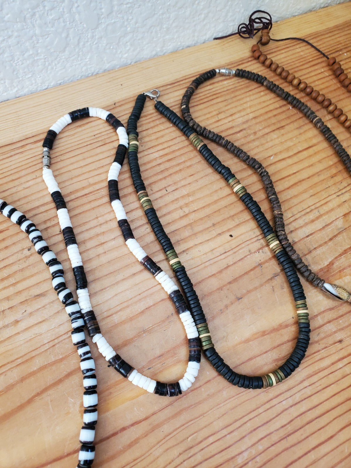 5x Ethnic African Natural Materials Necklaces Wood Glass Shell Prayer Seed Beads