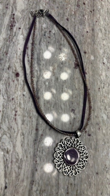 Vintage Inspired Purple Stone/ Pendant Necklace