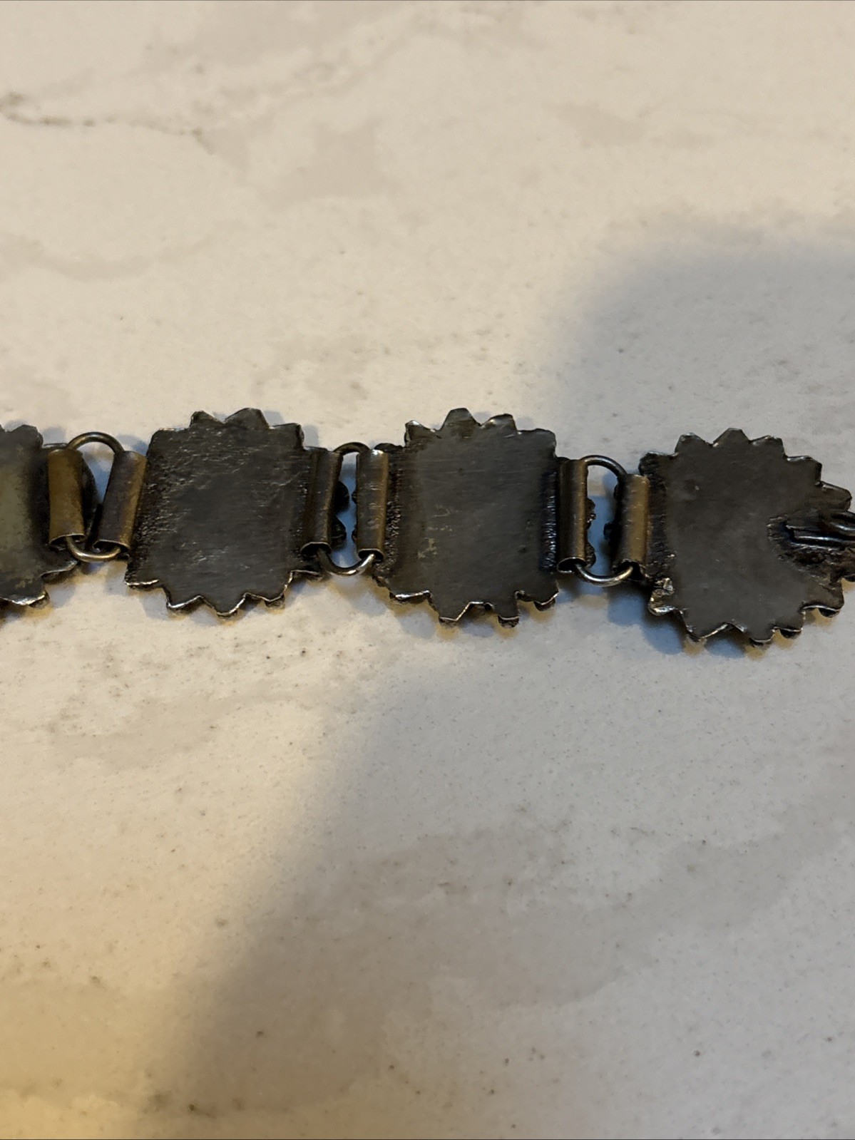 Vintage 1990s Yin Yang Silver-Tone Link Panel Bracelet