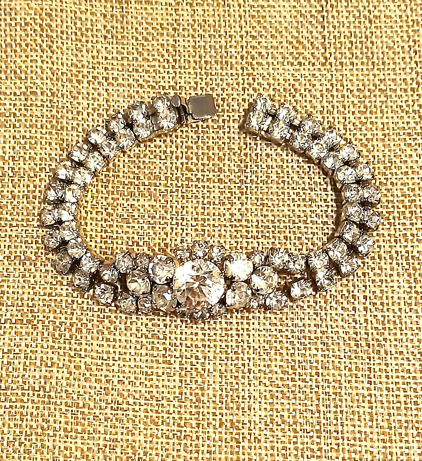 Vintage Austria 2-Layer Crystal Bracelet Bright Clear Crystals Signed Austria 7″