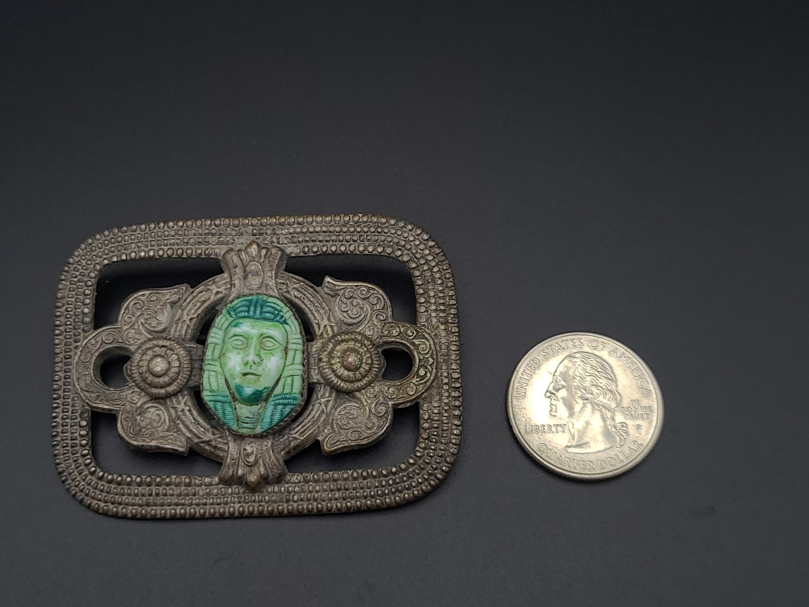 Vintage Max Neiger Egyptian Revival Pharaoh Brooch Czech Art Deco Pin