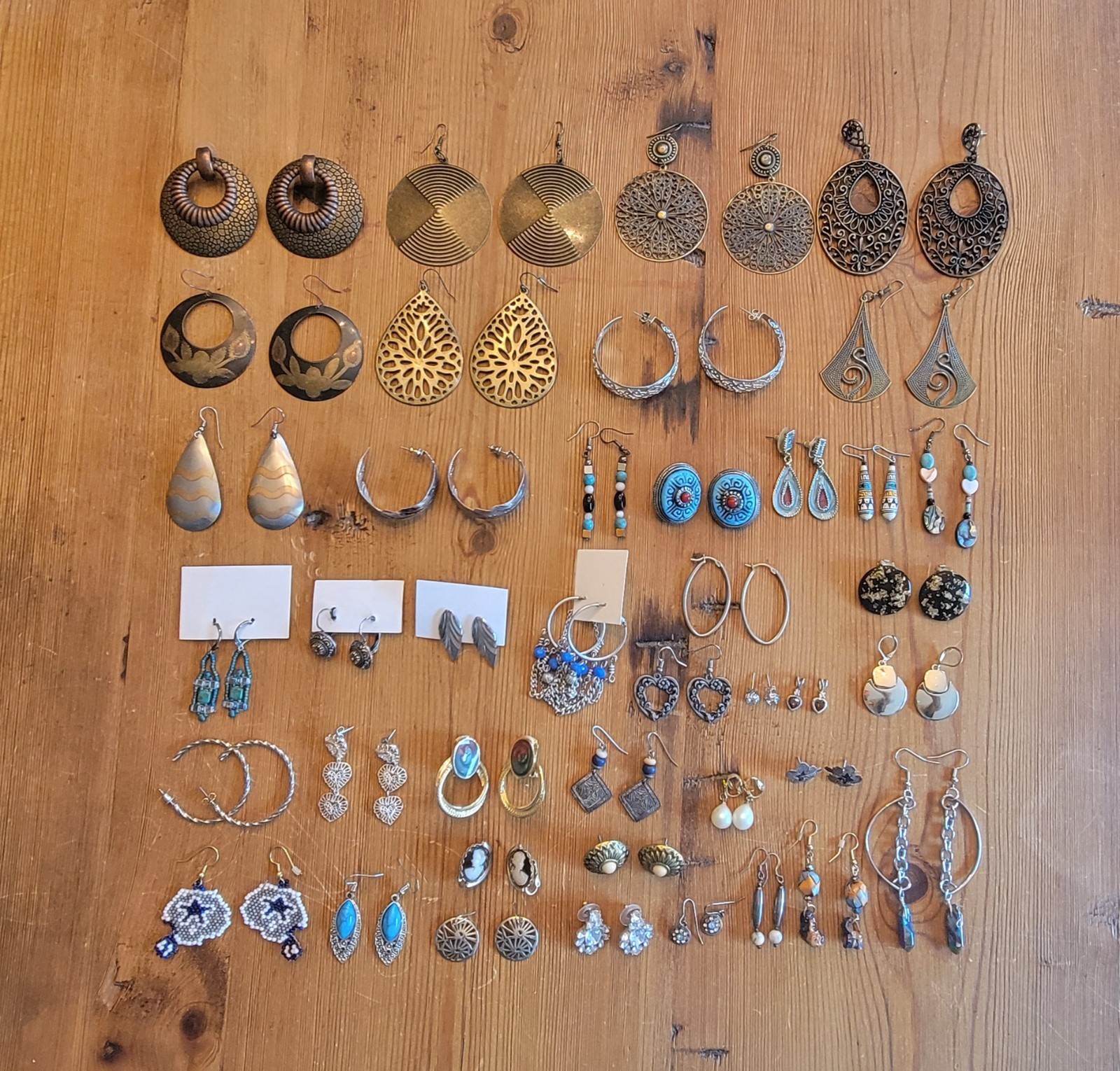 Lot Of 40 Pairs Wearable Vintage Fashion Earrings Wear Or Resell Great Variety