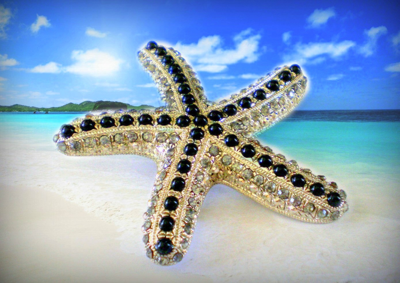 VINTAGE ANTIQUE SILVER RHINESTONE STARFISH BROOCH PIN~MOTHERS DAY GIFT FOR HER