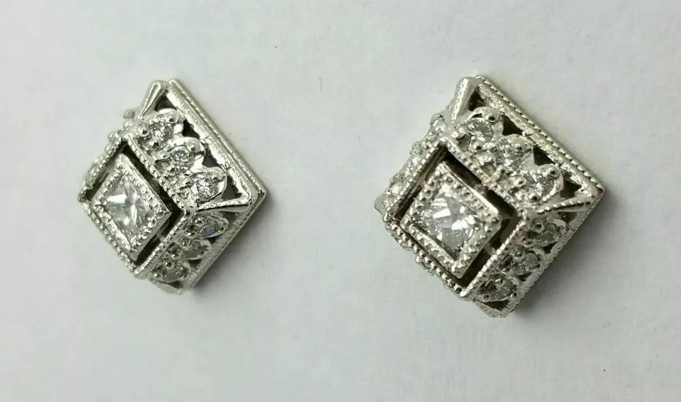 Art Deco Vintage Lab Created Diamond Woman’s Special Antique White Gold Finish