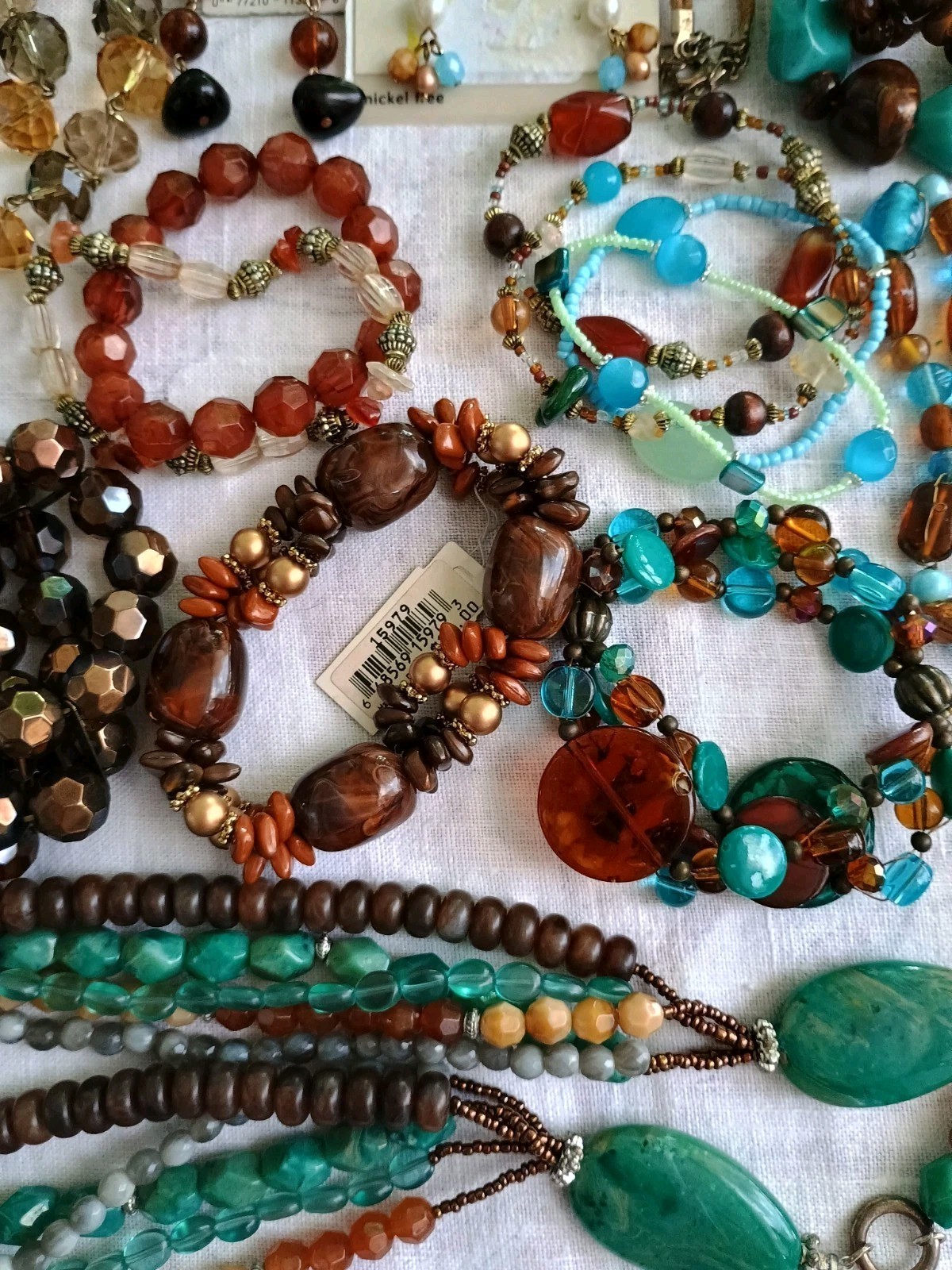 VTG Jewelry Lot Turquoise Green Earthy Colors Boho Necklaces Bracelets Resellers