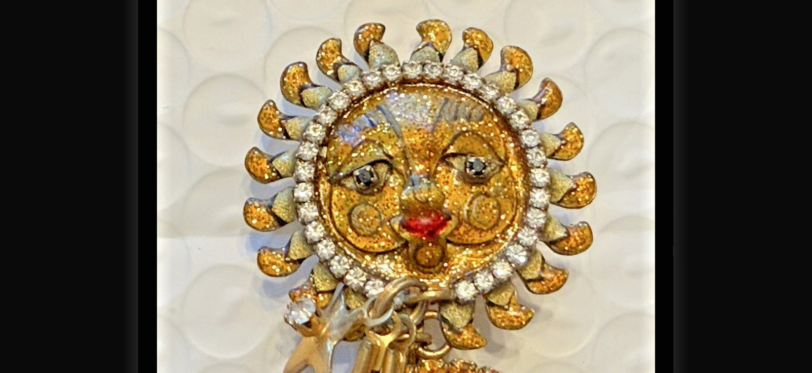 ” LUNCH at the RITZ ” Sun Goddess Solar Loops Swarovski Crystal Clip-on Earrings