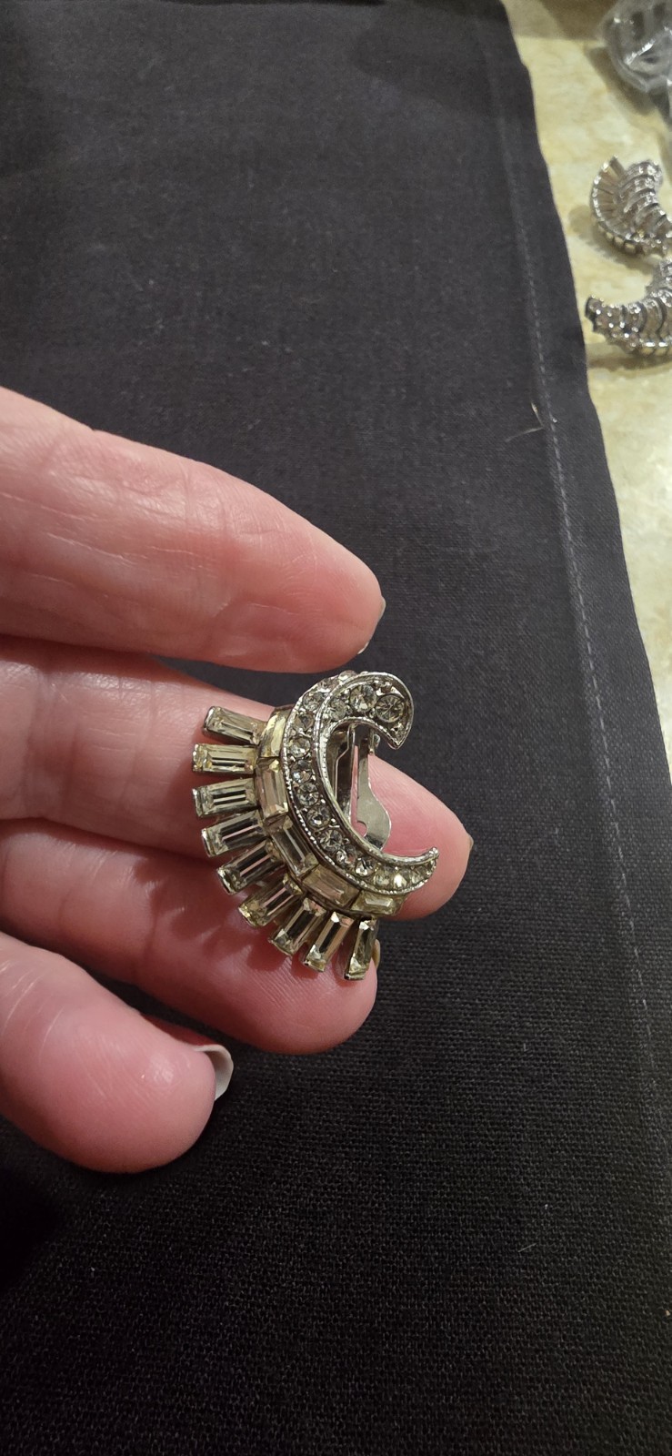 Bogoff Clip On Rhinestone Earrings