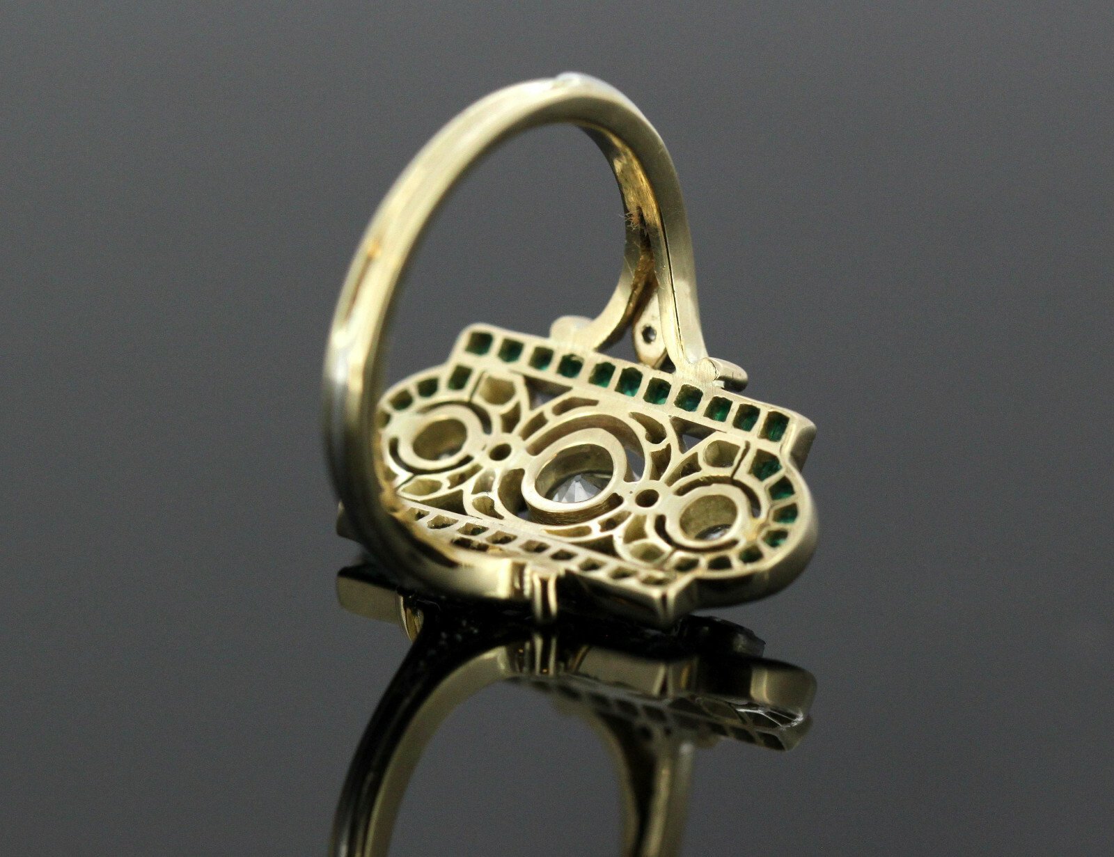 1.85Ct White Round CZ Vintage Art Deco Ring In 14K Yellow Gold Plated 925 Silver