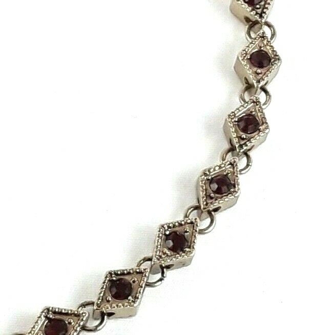 Womens Faux Ruby Rhinestone Chain Collar Necklace Gold Tone EUC