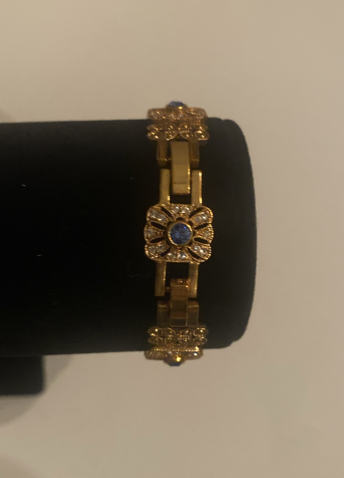 Camrose & Kross Jacqueline Kennedy Light Blue And Crystal Square Gold Bracelet