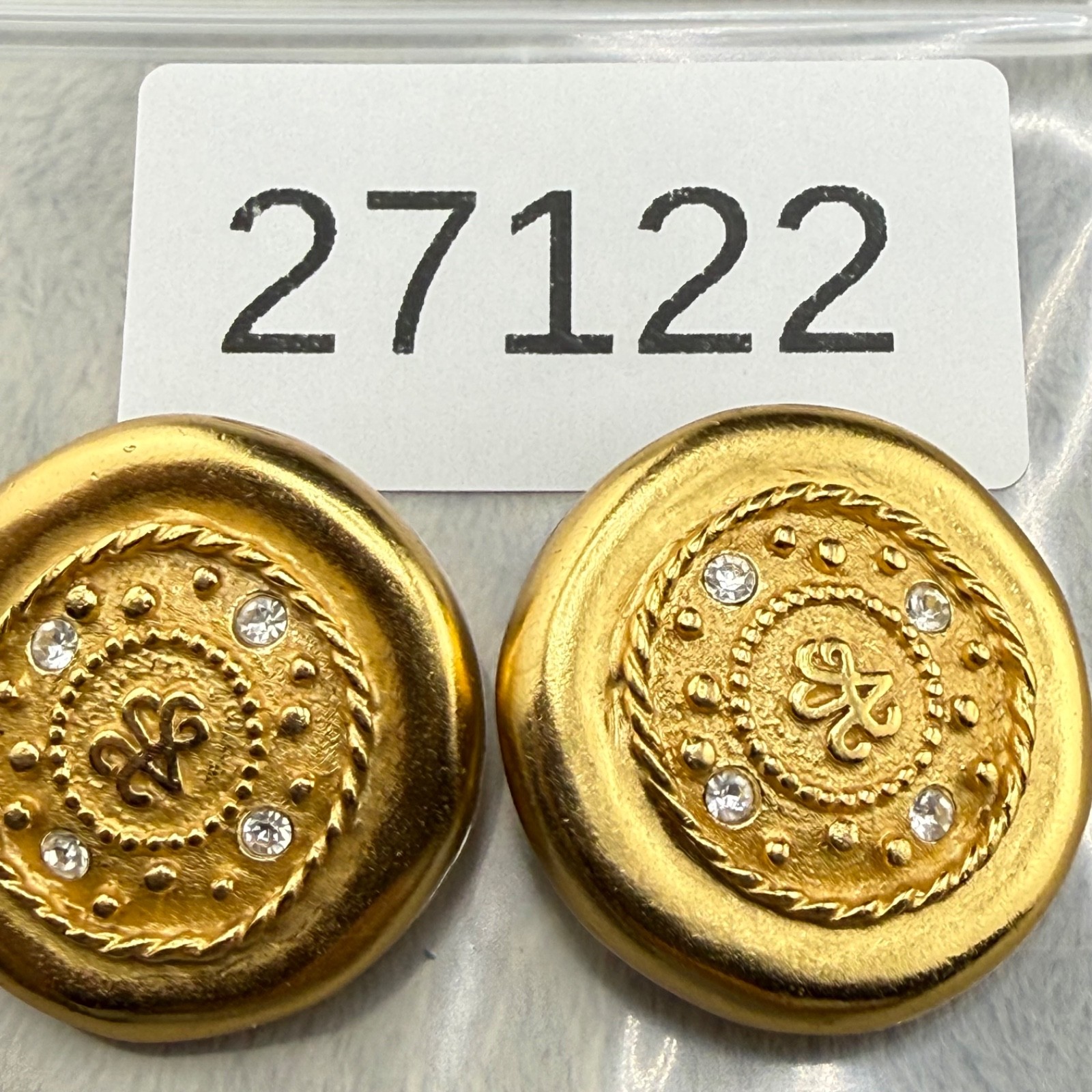 Vintage Carolee Clip On Earrings Gold Tone Rhinestone Signed