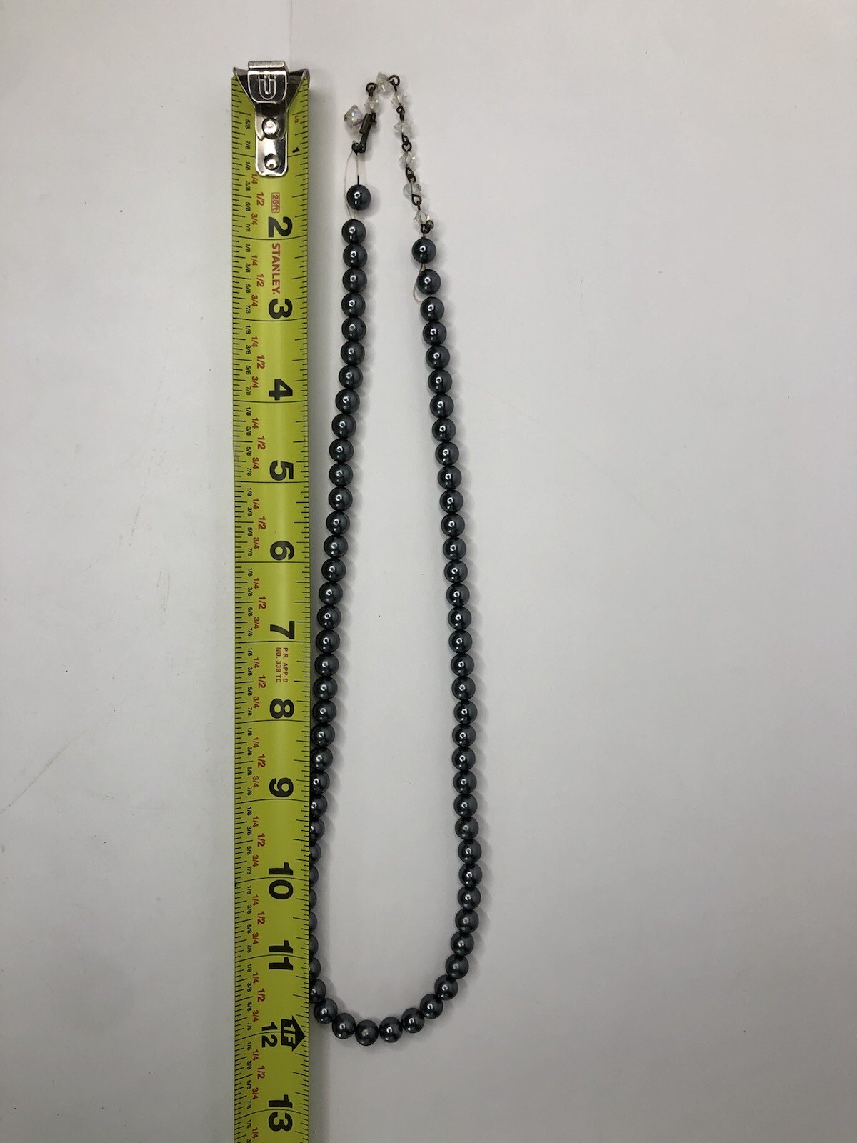 Necklace Costume Jewelry Vintage Long Dark Grey Round Beads