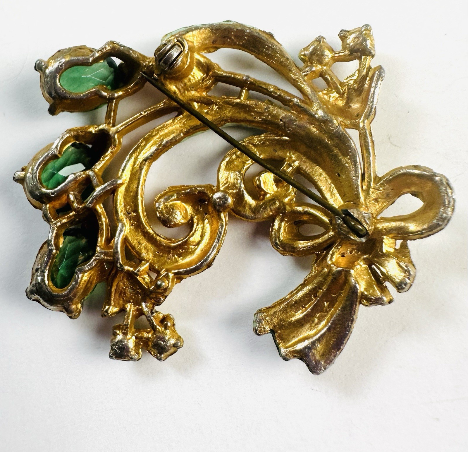 VTG Fred Gray Coro Rhinestone Hand Painted Brooch Pin -enamel wear + Unsigned