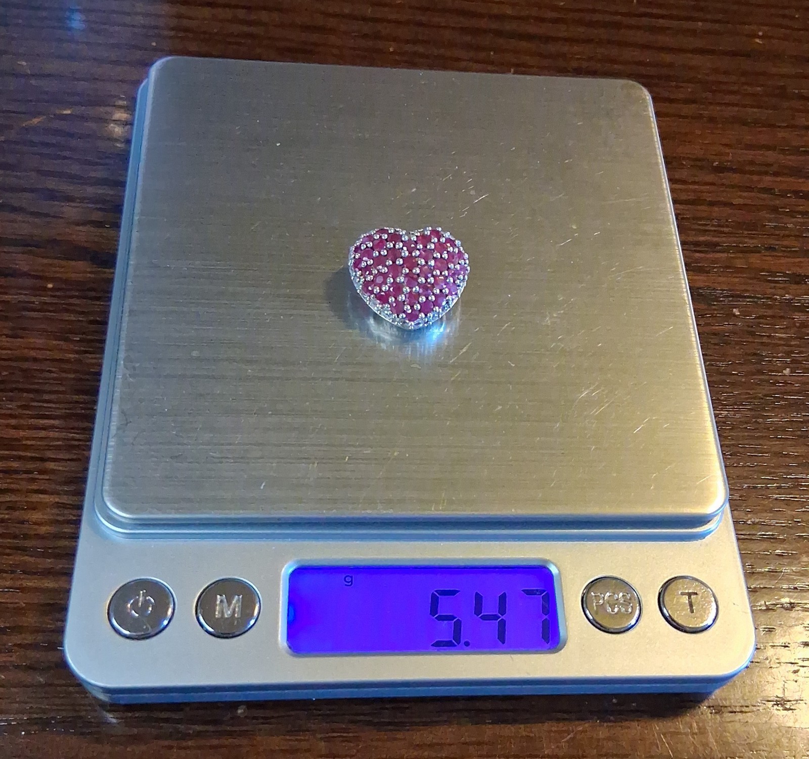 Vintage 1990s Sterling Pave Ruby Heart Slide Pendant Avon See Pics/Description