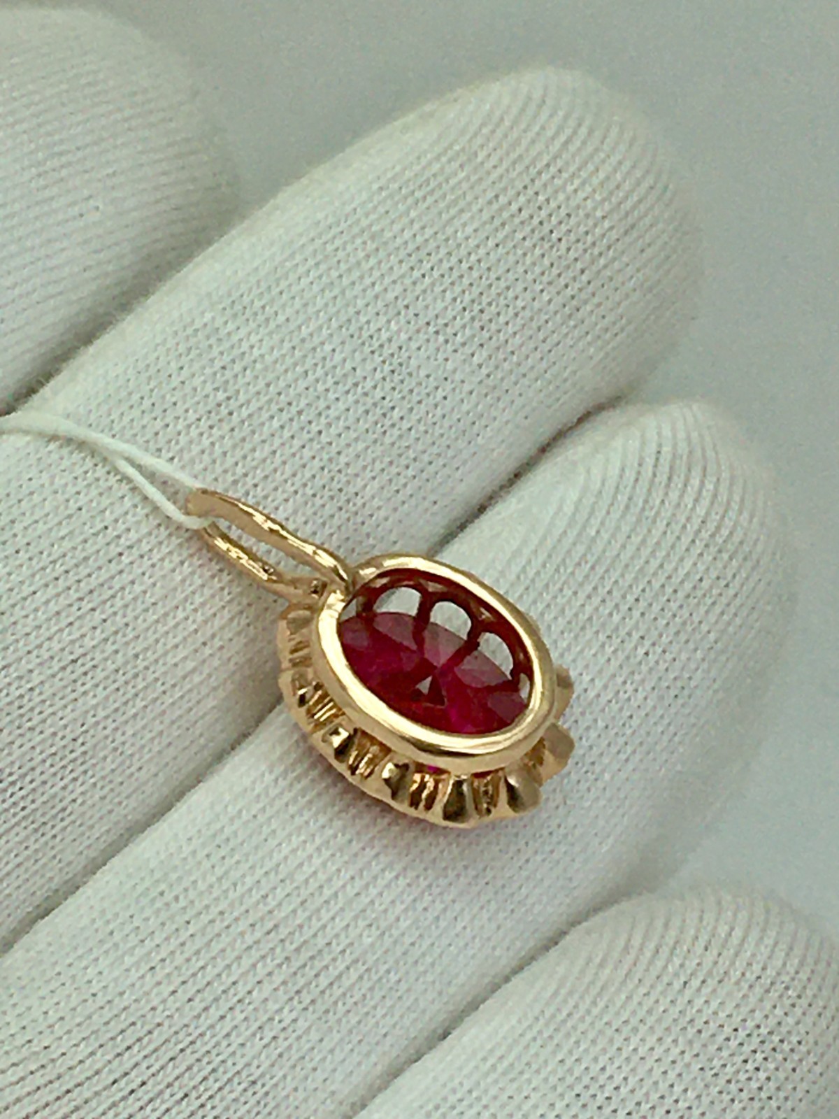 USSR Vintage Original Rose Gold Ruby (lab. made) Pendant 583 14K 2,12 g. Ukraine