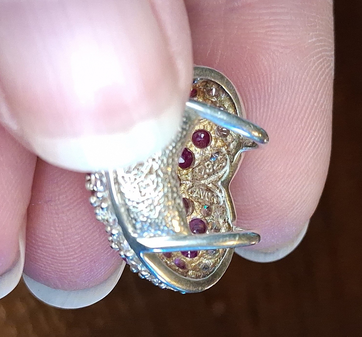 Vintage 1990s Sterling Pave Ruby Heart Slide Pendant Avon See Pics/Description