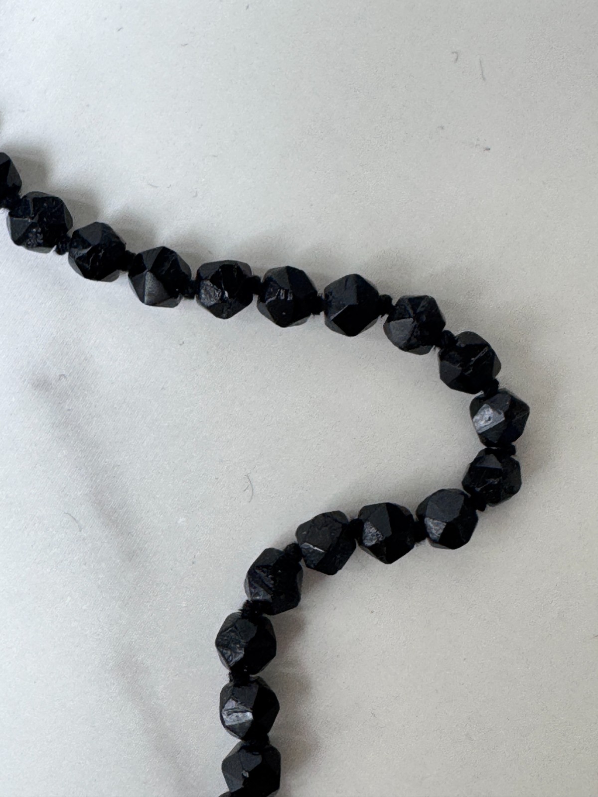 Antique Victorian Black Jet Mourning Fancy Bead ROPE Necklace, Repair NEEDED
