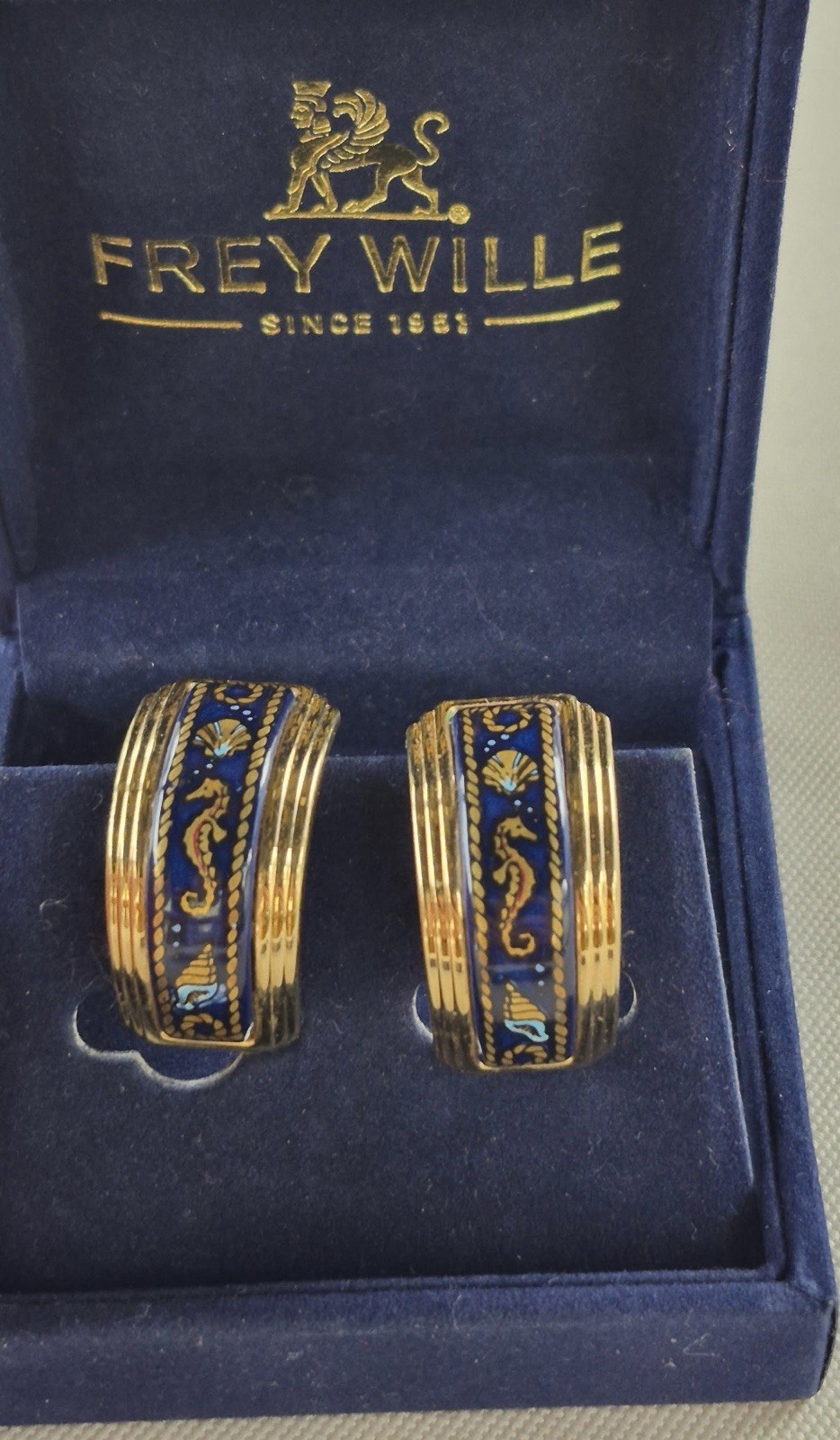 Rare Vintage Maritime 24k Gold Plated Frey Wille Clip Earrings