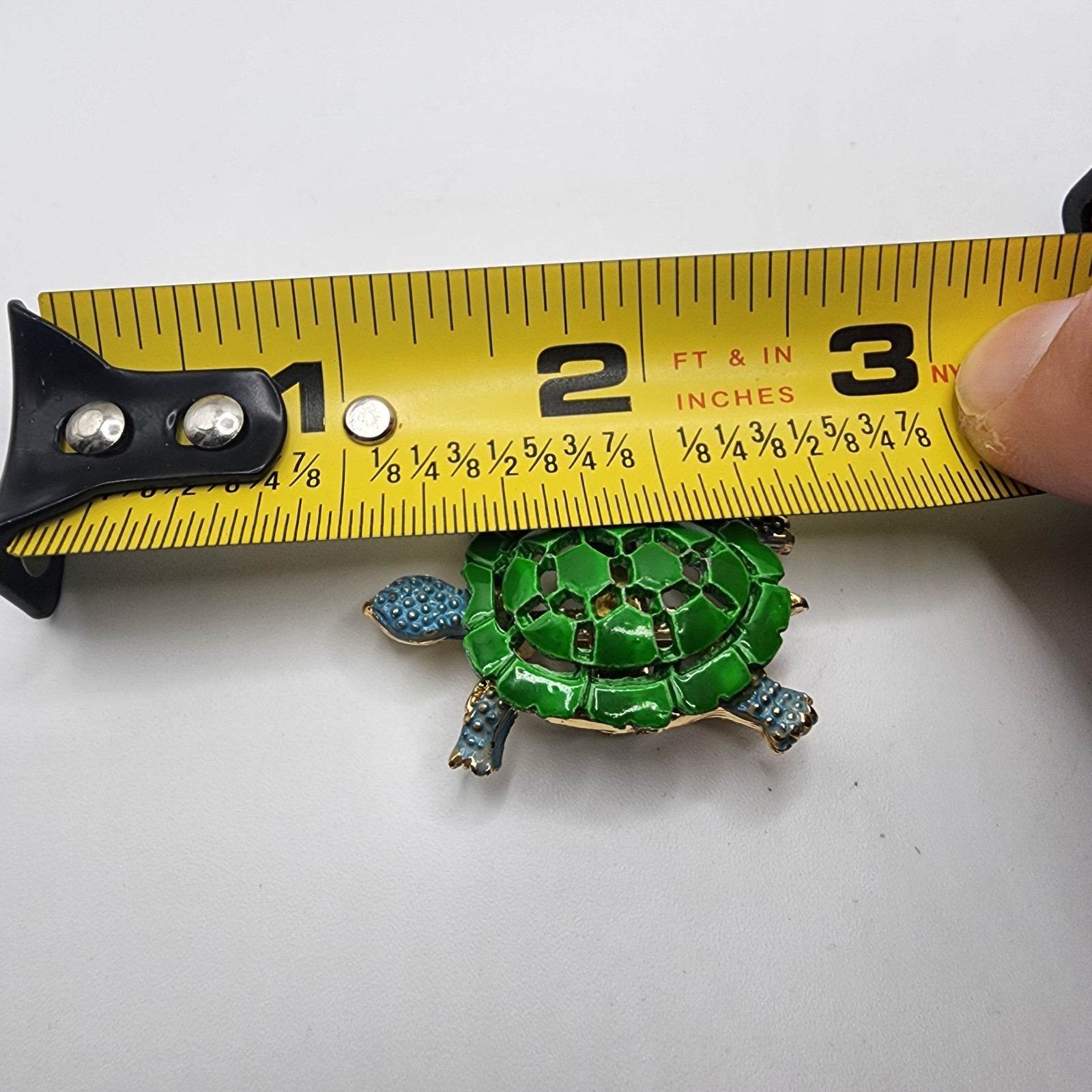 Vintage Brooch Set Turtle & Fly Bee Bug Pins Enamel Animal Rhinestone Gold Toned