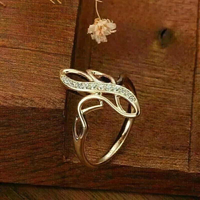 Art Deco Style Lab Created Diamond Pretty Shape 14k Gold Finish Engagement Ring