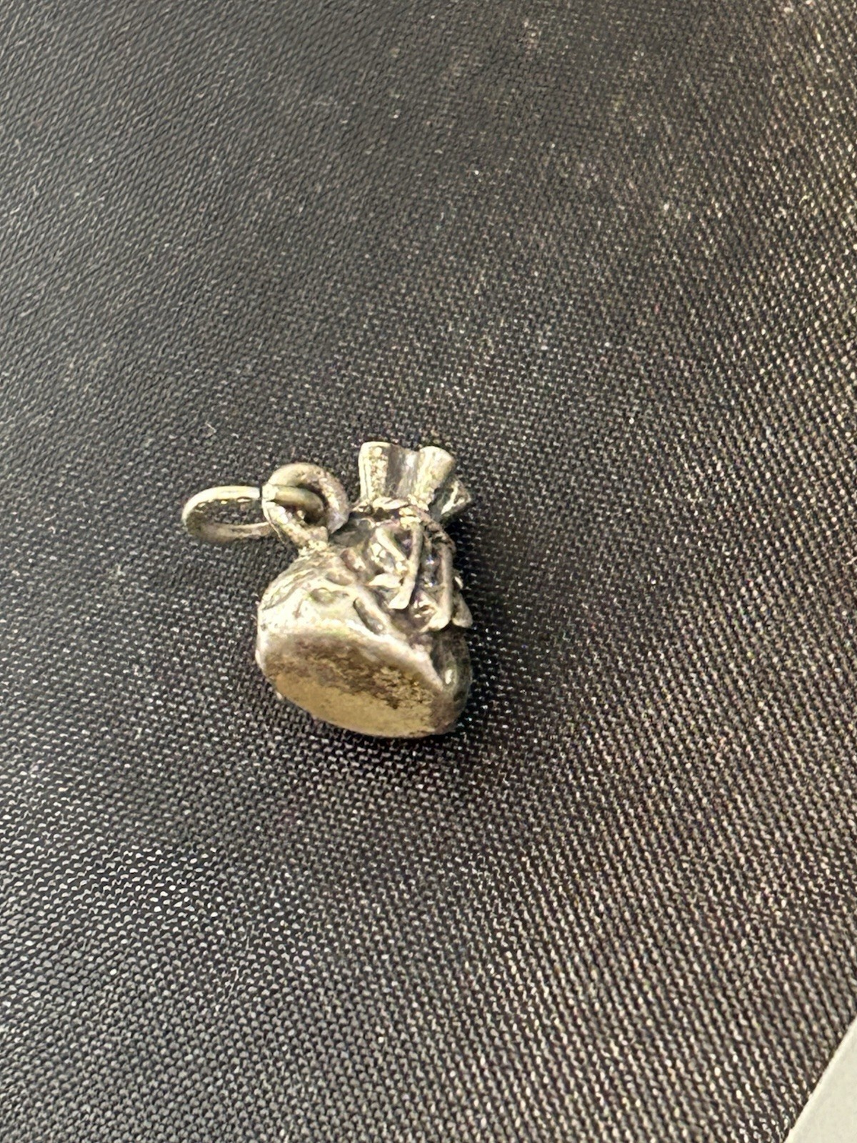 Vintage Sterling Silver Money Bag Charm Lucky Prosperity Sack Figural Pendant