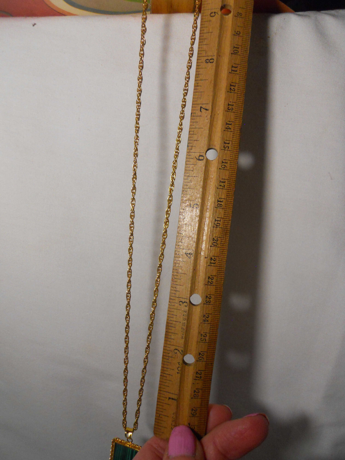 Faux JADE Goldtone NECKLACE Chinese Symbot for Longevity