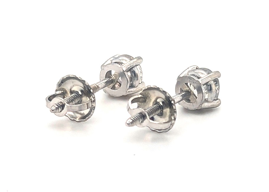 Victorian Diamond Stud Earrings Old Mine Cut .62ct Screwback 14K Original 1880’s