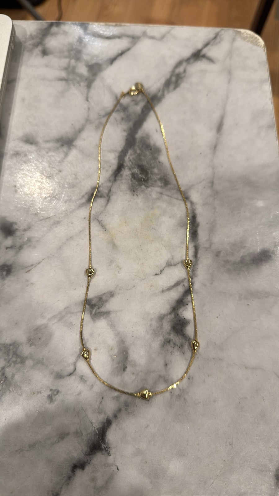 Avon Gold Tone Love Knot Station Necklace Snake Chain 16 Inch
