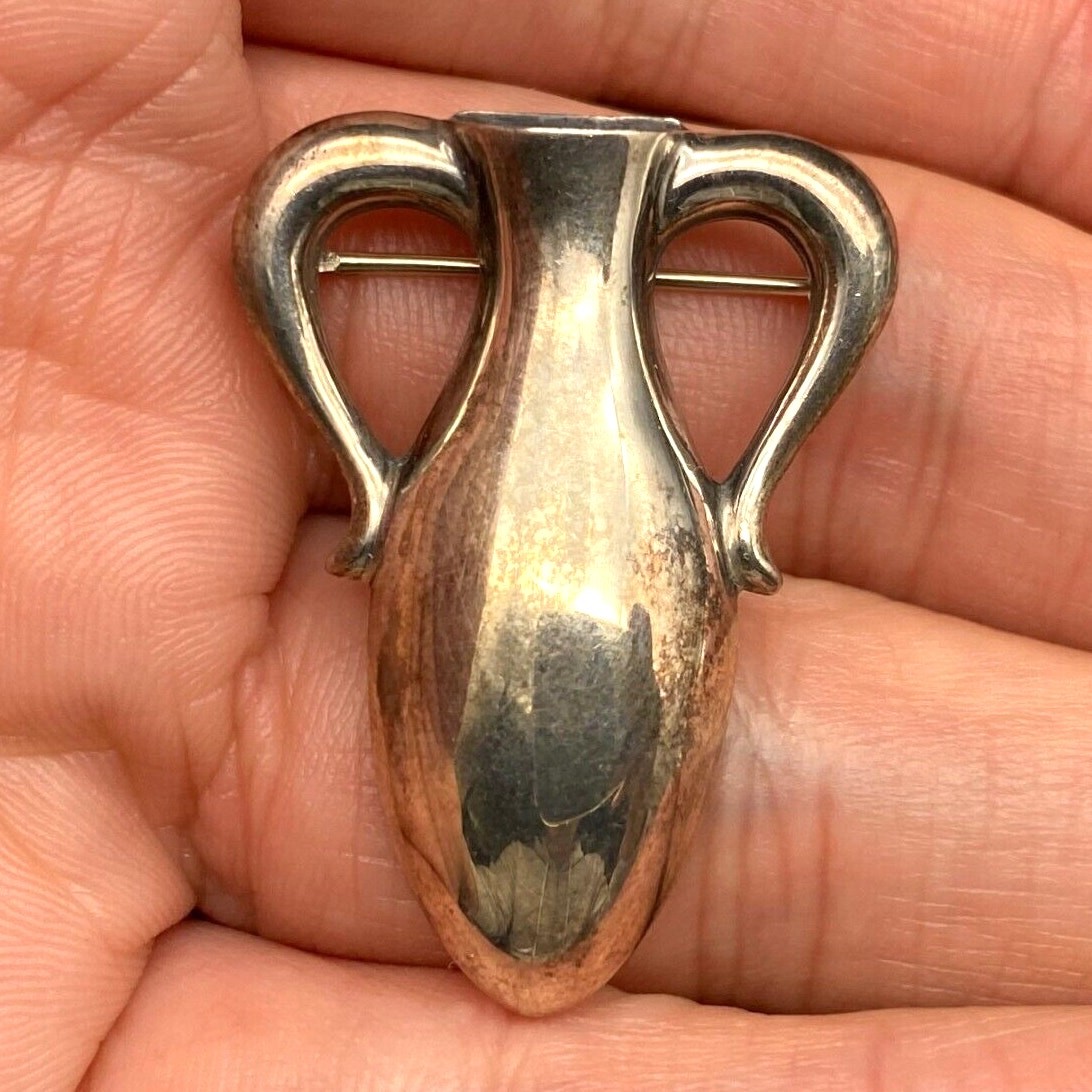 Vintage James Avery Vase Sterling Silver Brooch Pin