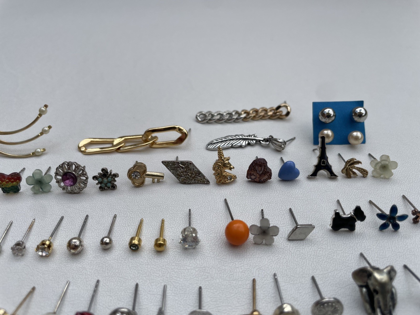 SINGLE Pierced Stud Earring Lot Craft Jewelry Art Metal Glass Acrylic 60 Earring