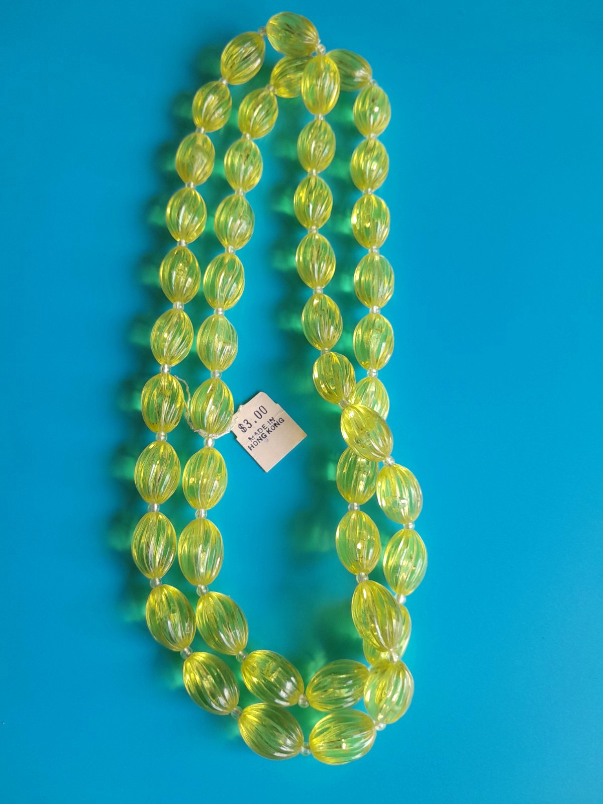 Vintage Bright Beaded Necklace With Coro Pegasus Tag 17 In Made In Hong Kong