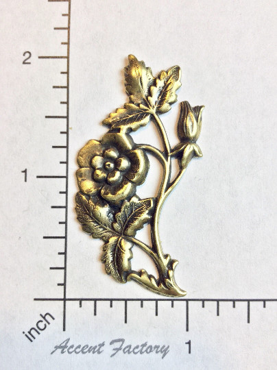 30093 Brass Oxidized Victorian Floral Spray Finding