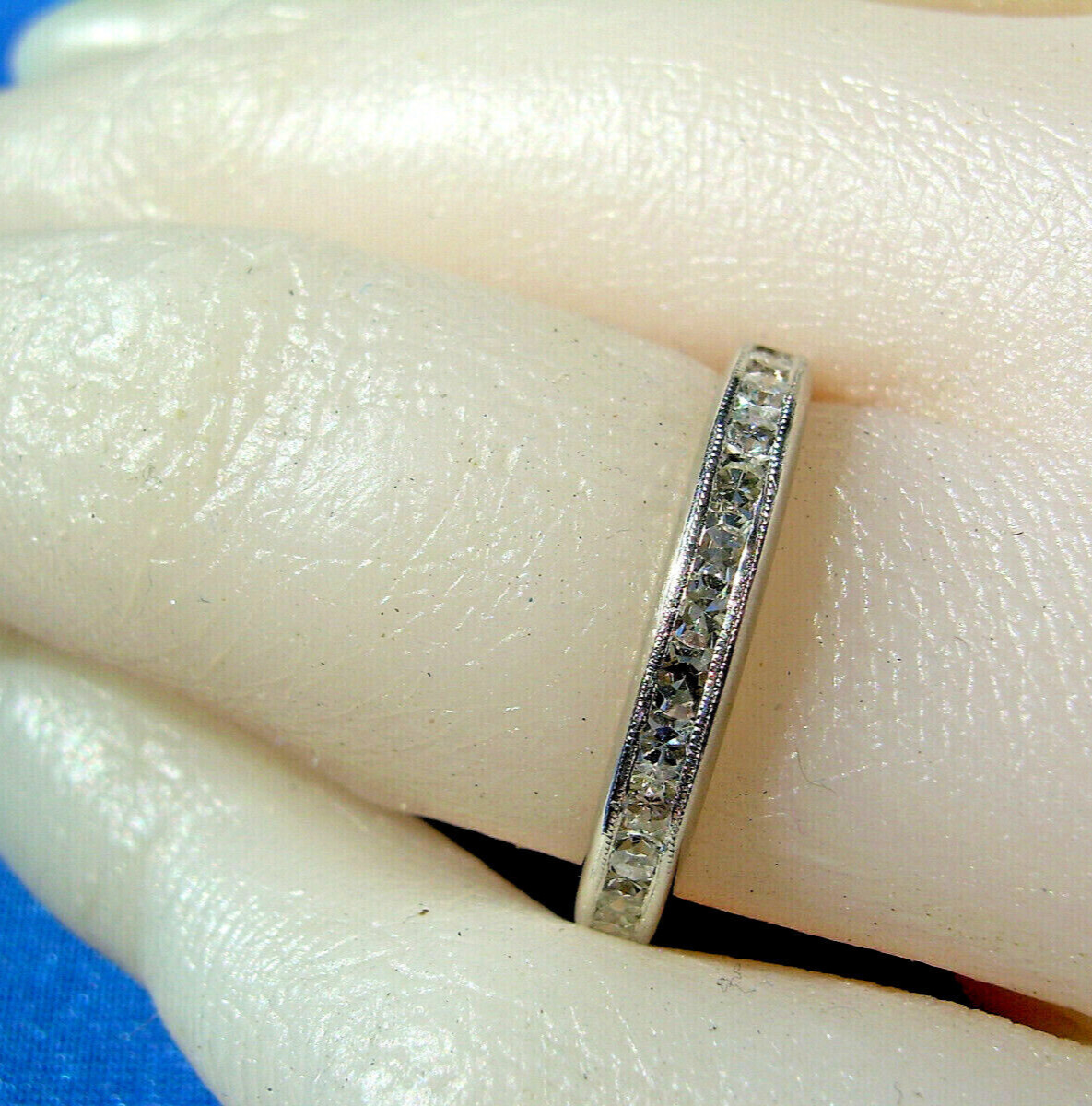 Original EARTH MINED DIAMOND Deco Wedding Band Eternity Anniversary Ring Size 5