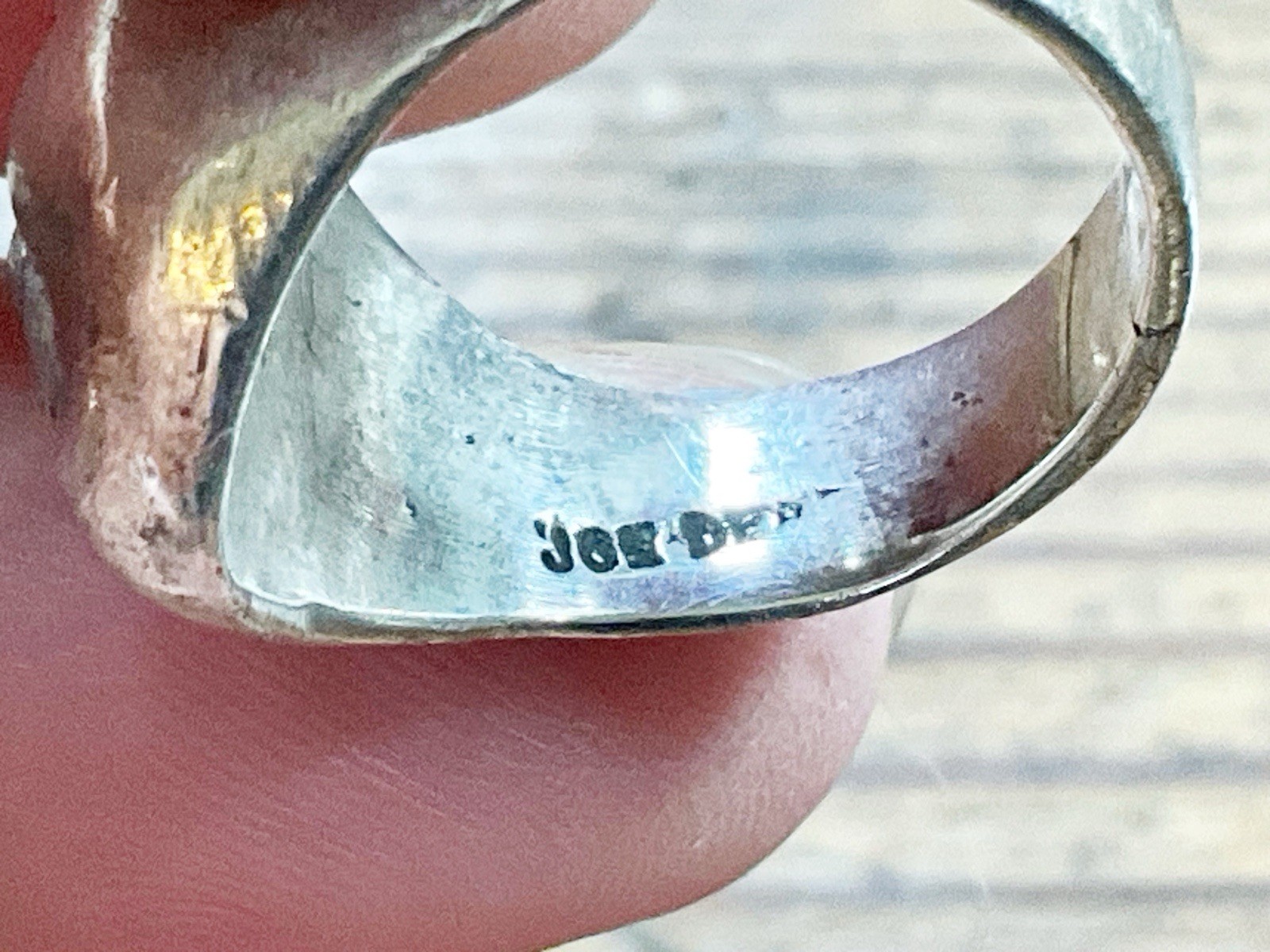 Vintage Sterling MOON FACE Ring Signed “Joe Dean” Size 6.25