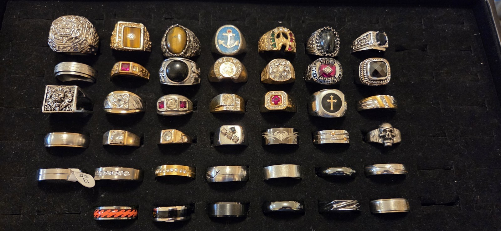 Vintage Mod Ring Lot Of 41.mens.14 Signed Avon ETA stainless Steel RSC