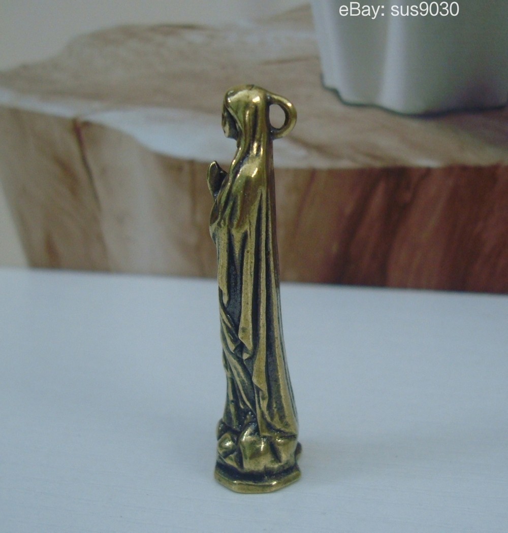 Solid Brass Virgin Mary Woman Figurine Statue Pendant