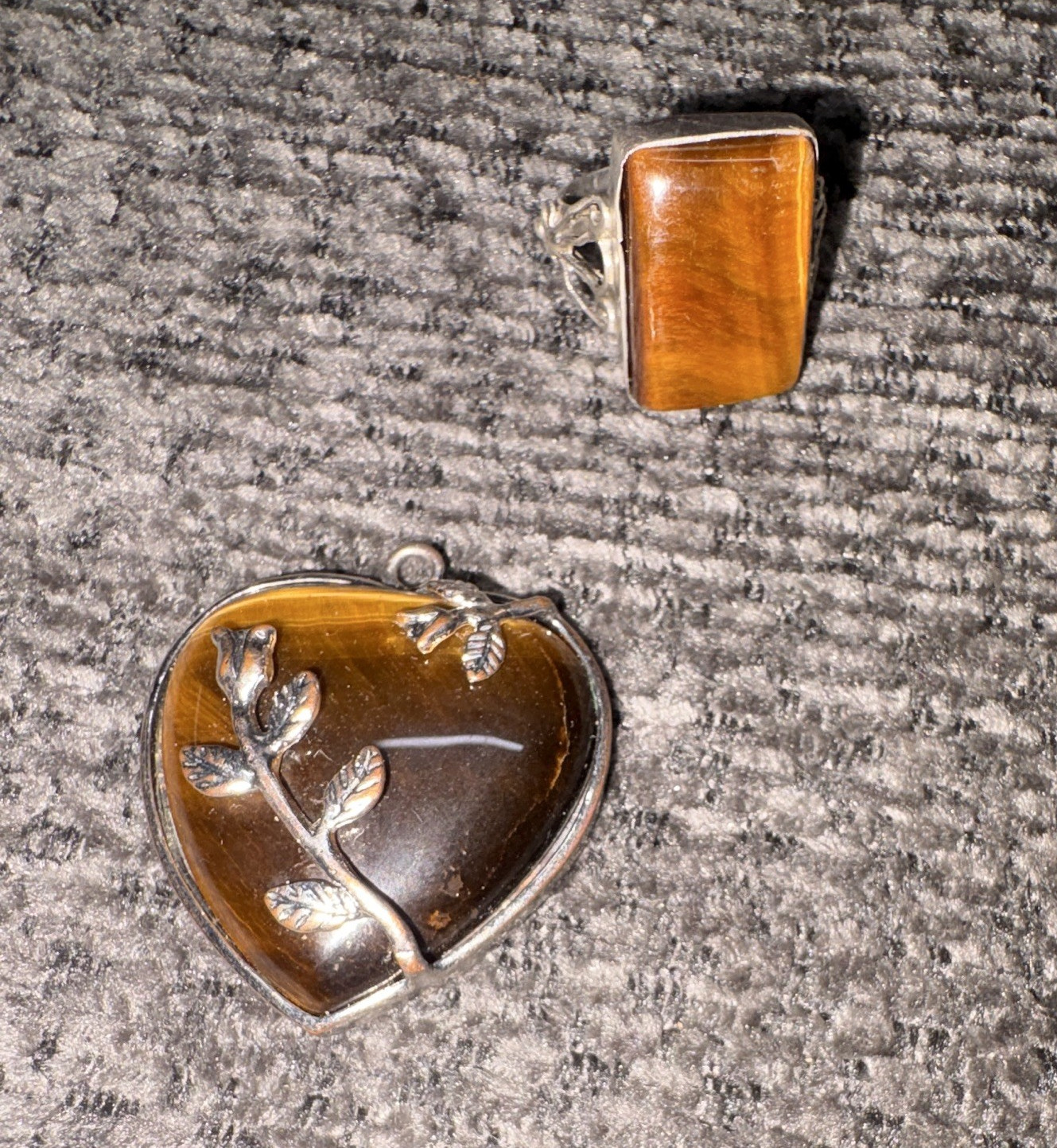 Silver Tone Ring Rectangle Brown Stone Silver & Brown Color Rectangular Design