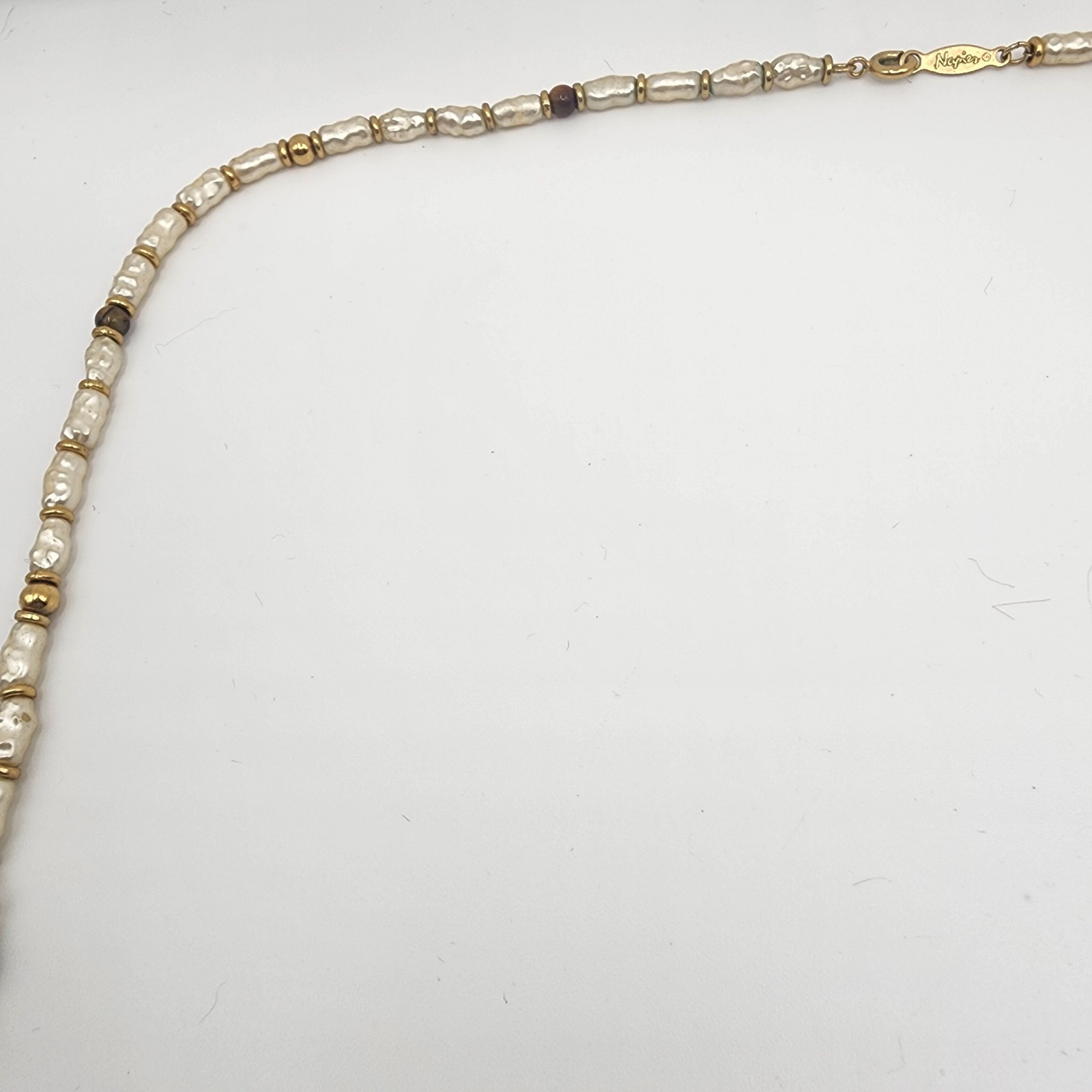 Vintage Signed Napier Women’s Necklace Gold Tone With Beads 30″