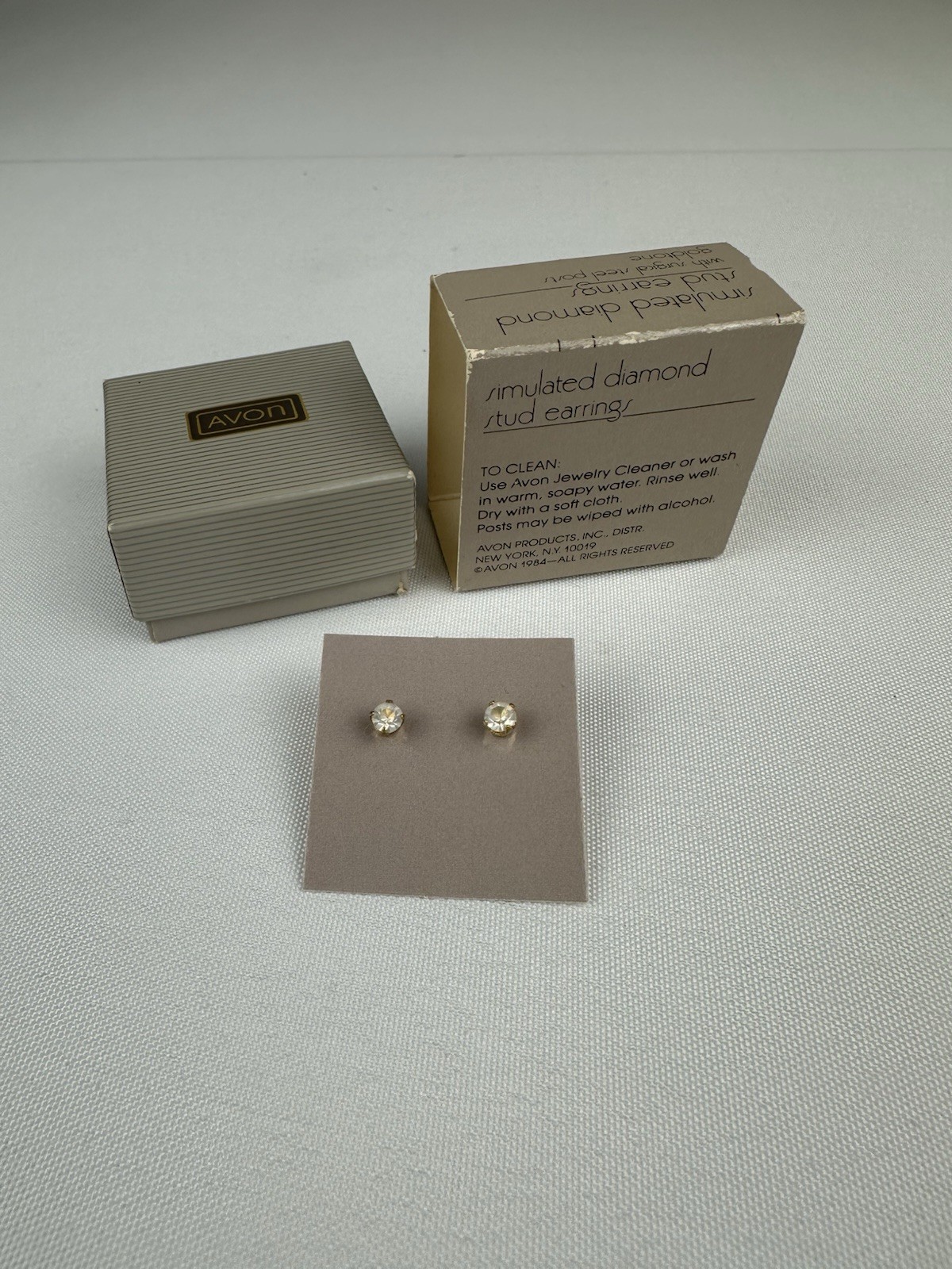 Avon 1984 Simulated Diamond Stud Earrings