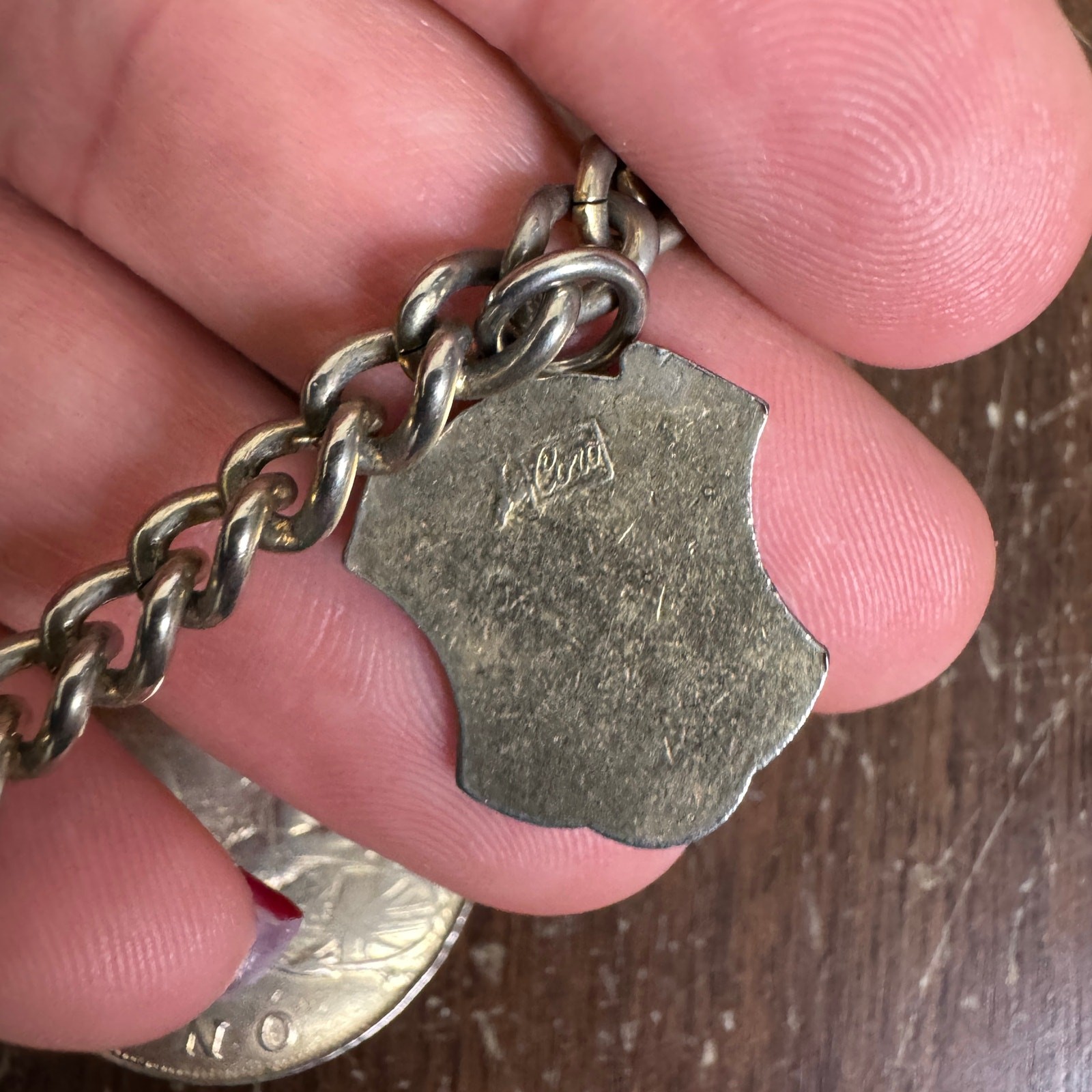 Coro Vintage 1920s 1940s Coin Bracelet Great Britain Canada Coat of Arms Pendant