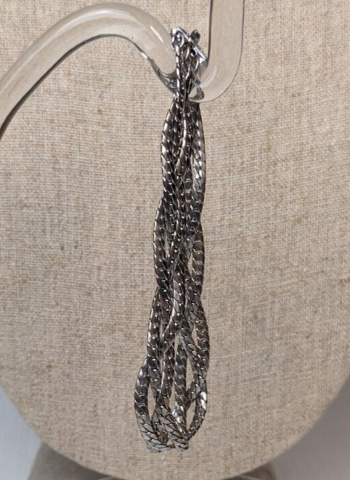 Vintage Jewelry set silvertone braided wheat chain necklace & braclet