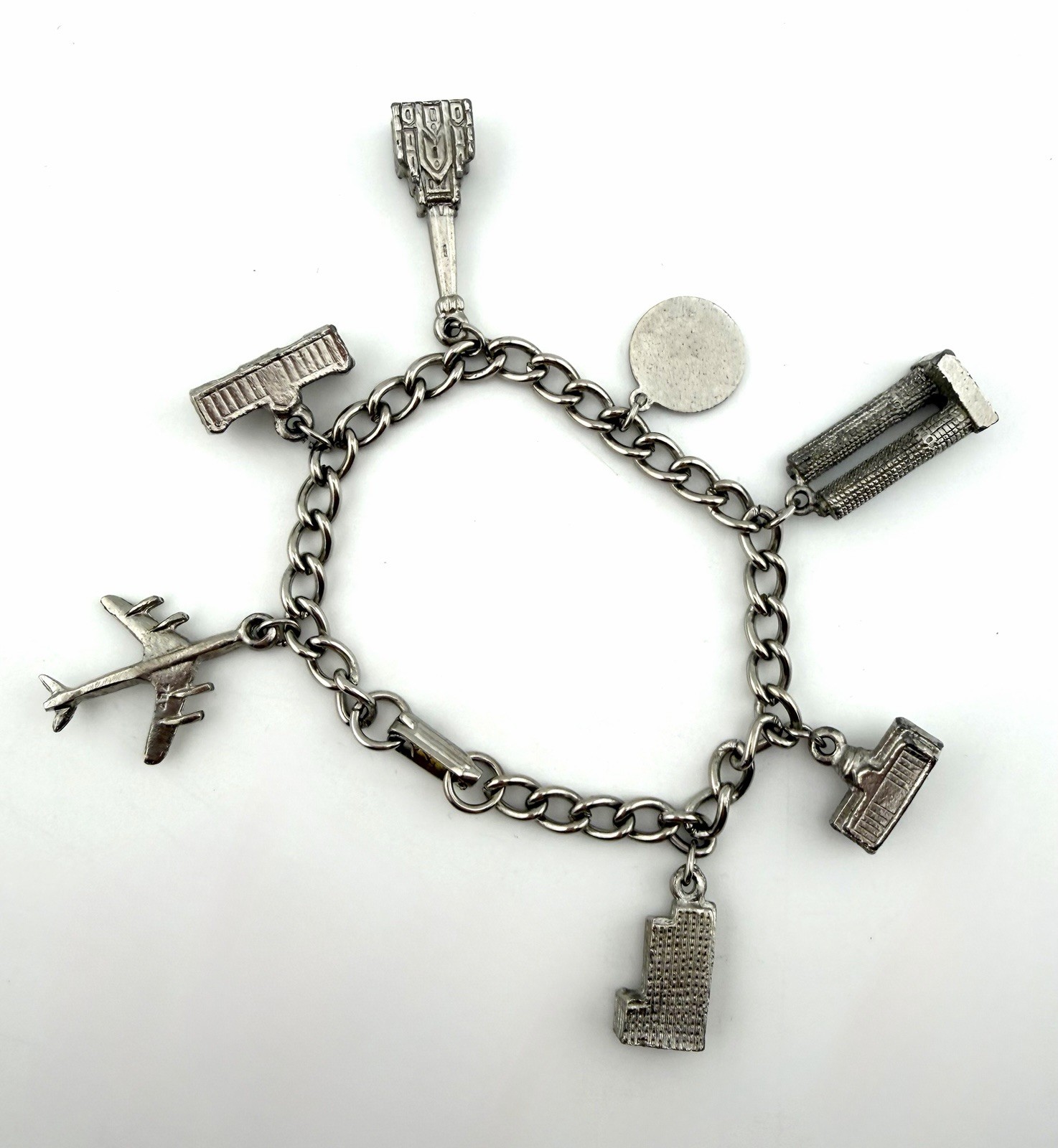 1960’s Chicago Landmark Souvenir Charm Bracelet Silver Tone Illinois History