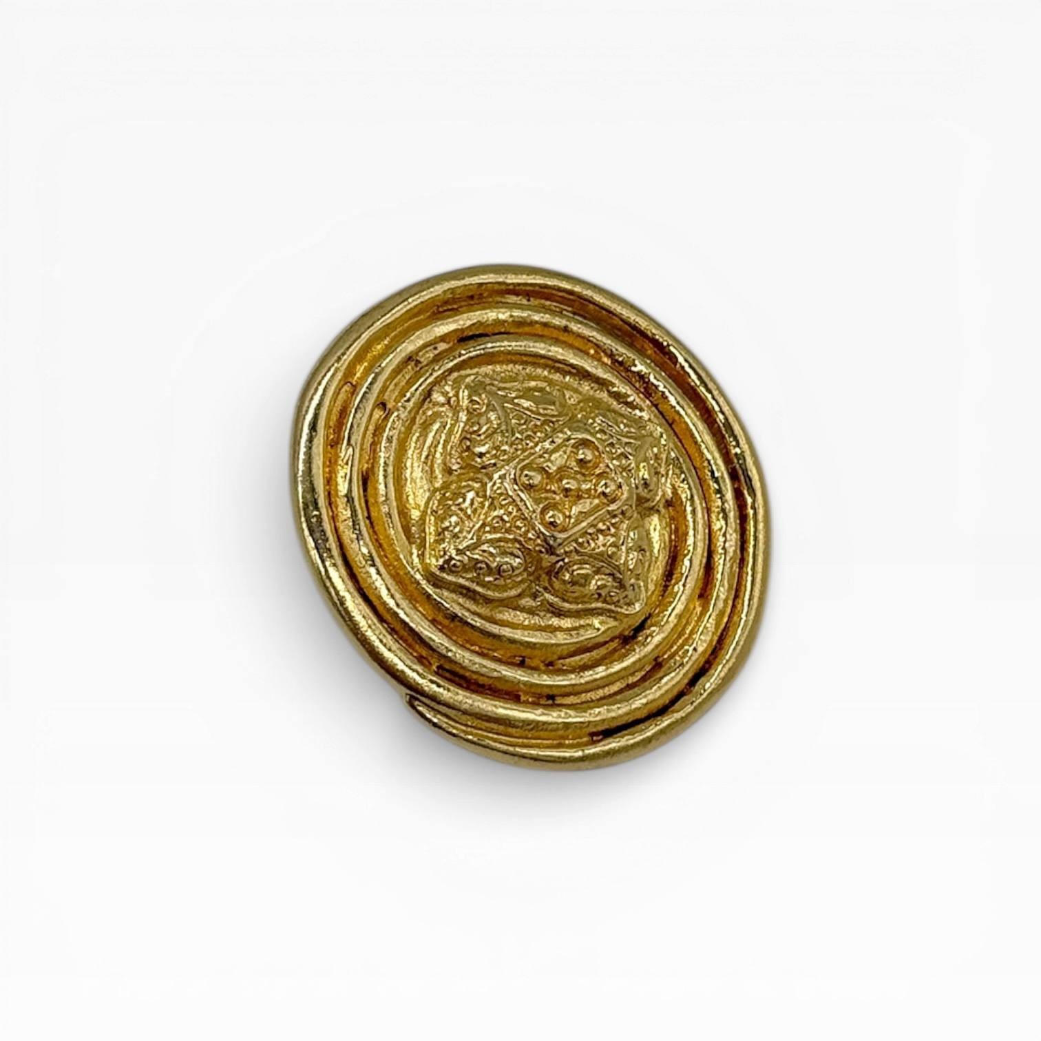 Vintage Yves Saint Laurent Gold Tone Brooch Pin France 1980s