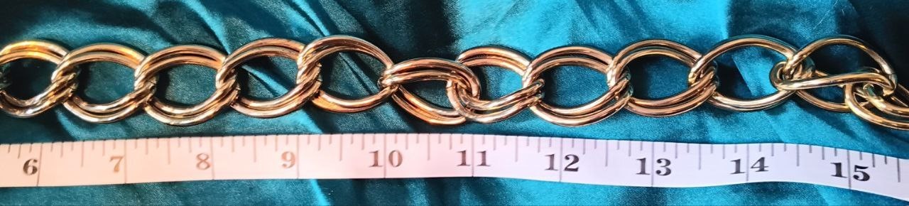 Vintage Gold Tone Chunky Cable Chain Statement Necklace Double Link Toggle Clasp