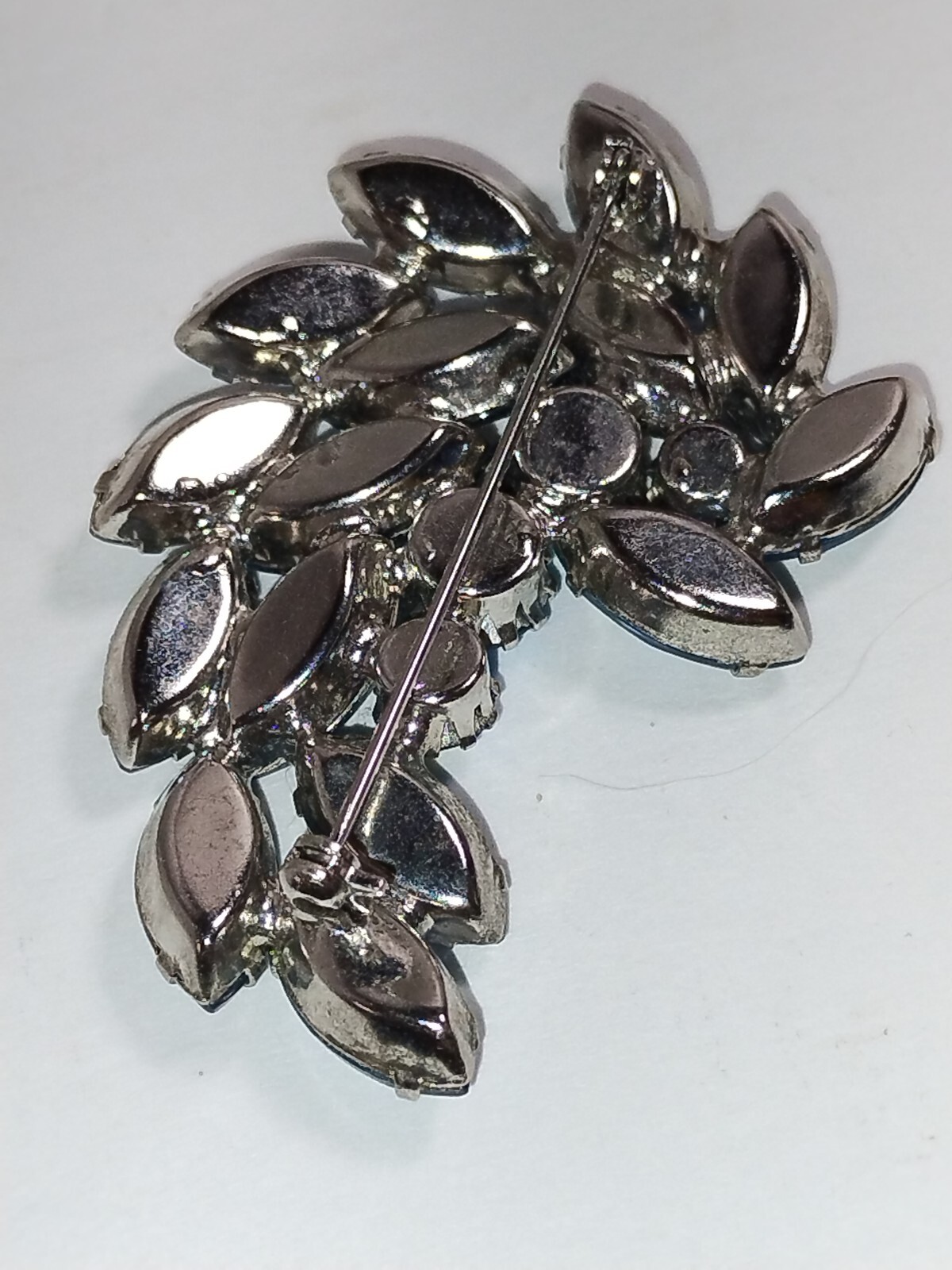 JULIANA Aqua Blue Rhinestone Leaf Flower Pin Broach Multi shaped Rhinestones