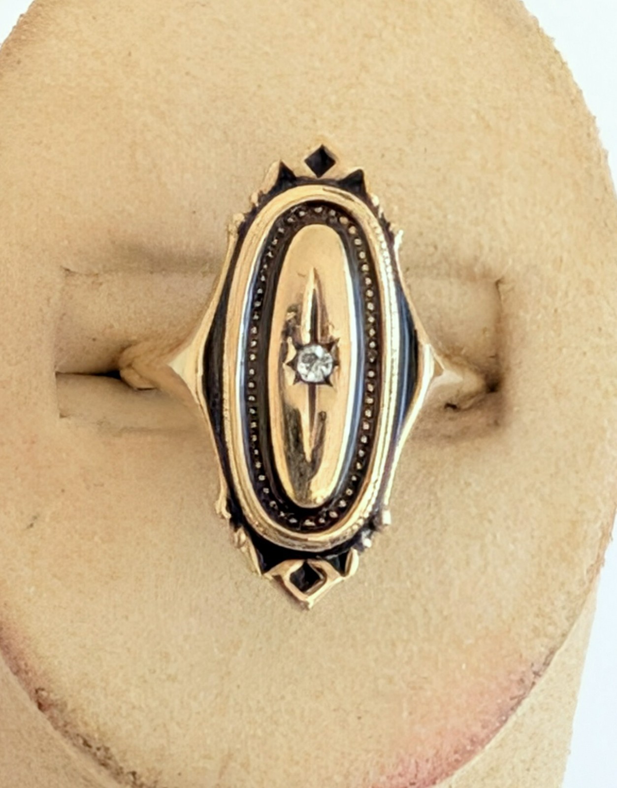 Vintage Avon Art Deco Kensington Signet Victorian Cocktail Ring Star Rhinestone