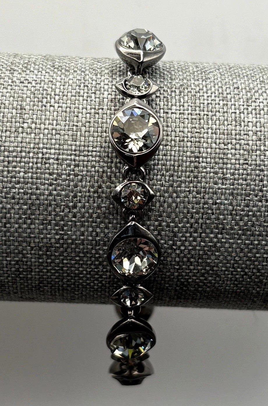 Vintage Y2K Givenchy Gunmetal Crystal Rhinestone Sparkling Tennis Bracelet