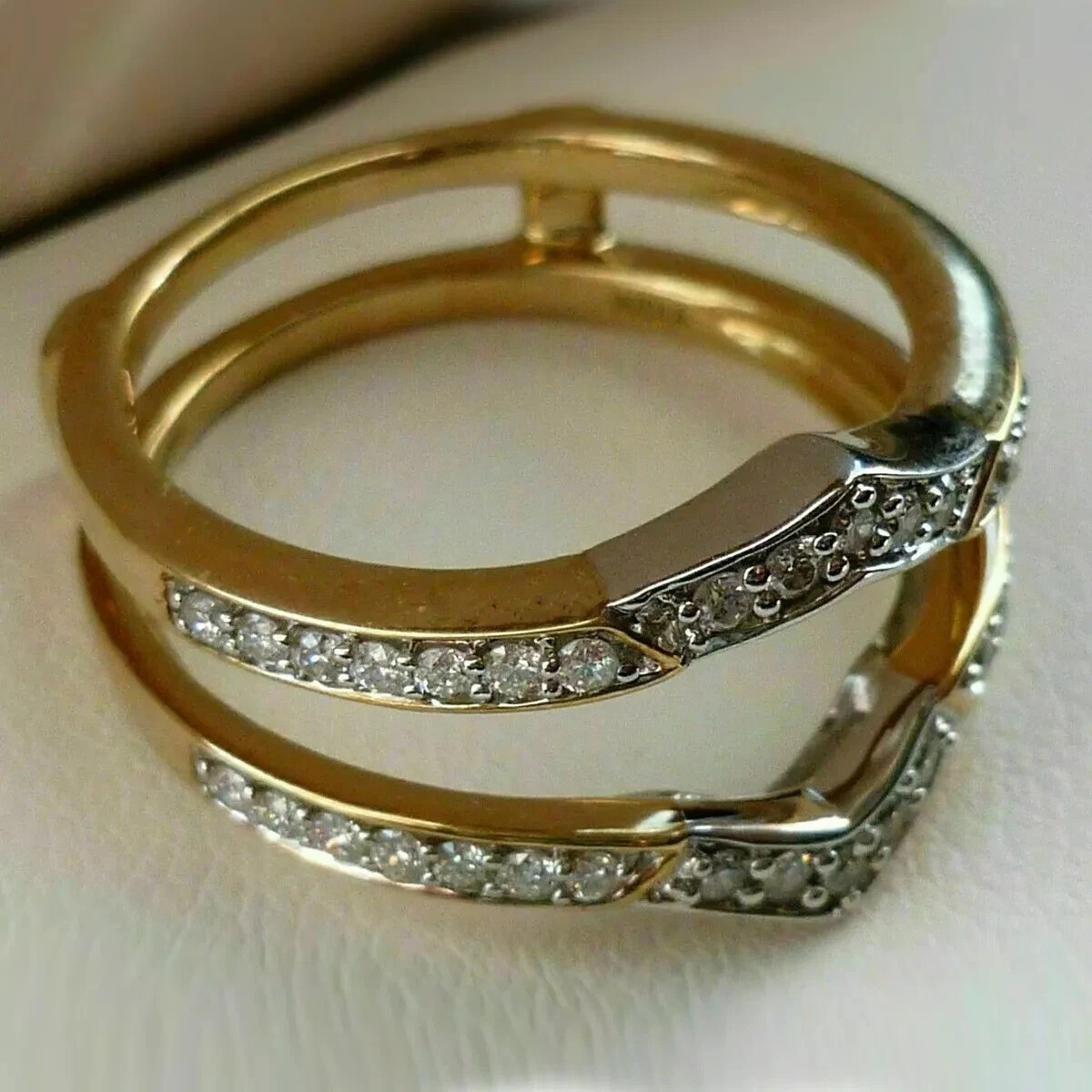 1.25Ct Round Lab Created Diamond Enhancer Wrap 14K Gold FN Engagement Band Ring