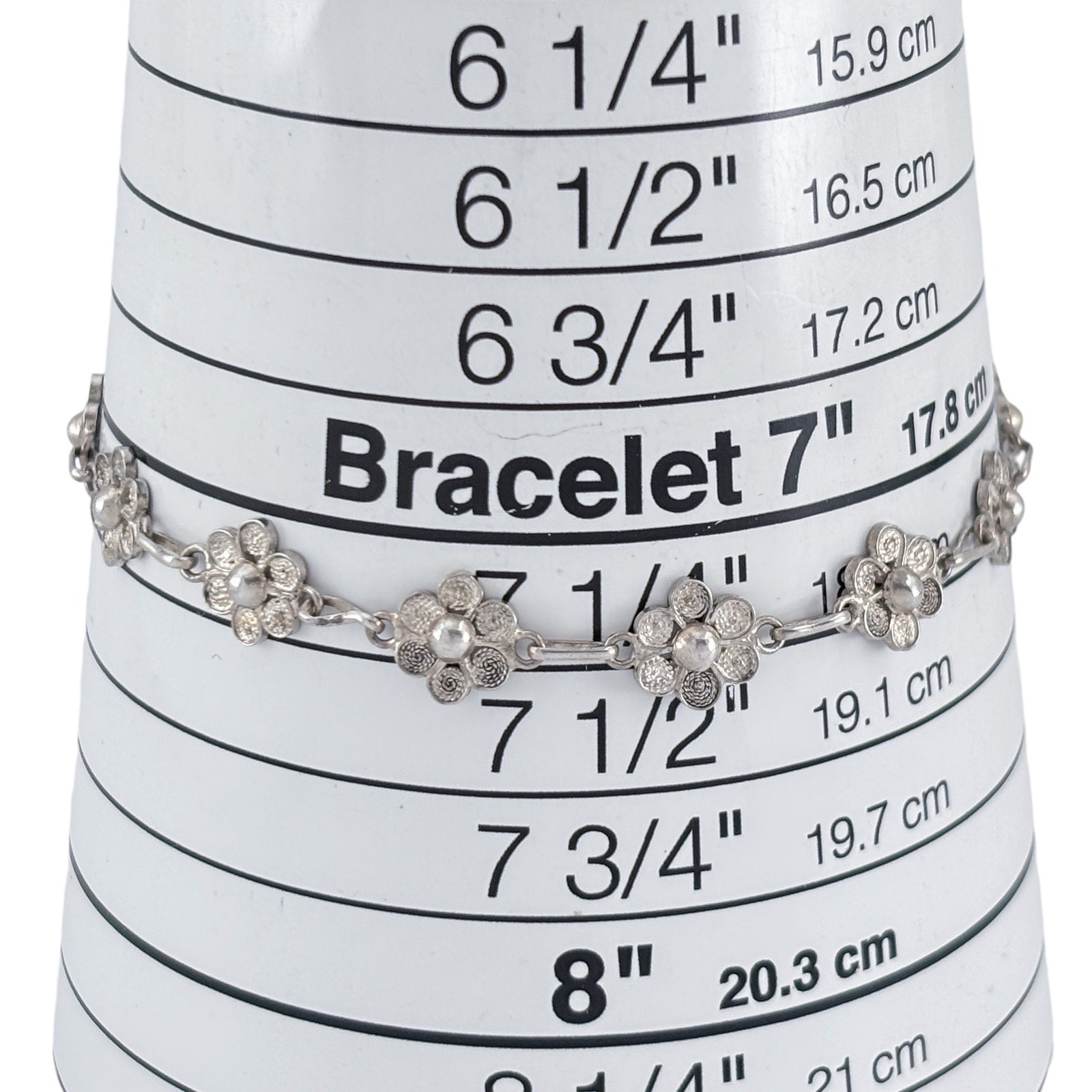 Vintage Sterling Silver 925 Flower Bracelet 7.5″