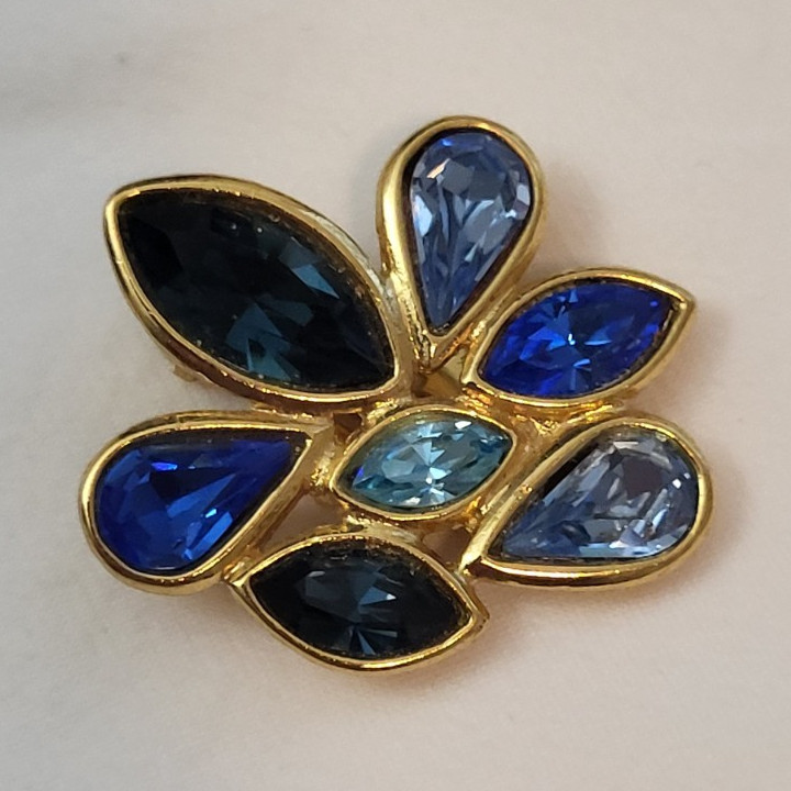 Yves Saint Laurent Gold Tone Blue Stone Clip-On